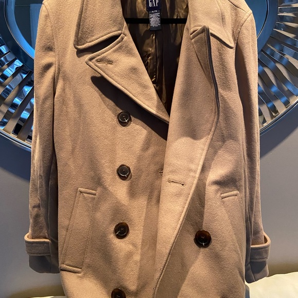 GAP XL (armpit 22 length 33) - Beige Brown Tan Camel pea coat jacket - Picture 2 of 14